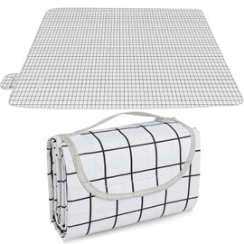 Leisure Sheet, Thick, Foldable, Retractable Picnic Mat, For 3 to 6 People, 59.1 x 78.7 inches (150 x 200 cm), Large, Ultra Lightweight, Portable, Leisure Seat, Ideal for Camping, Picnics, Flower Viewing, Fireworks, Picnics, White
