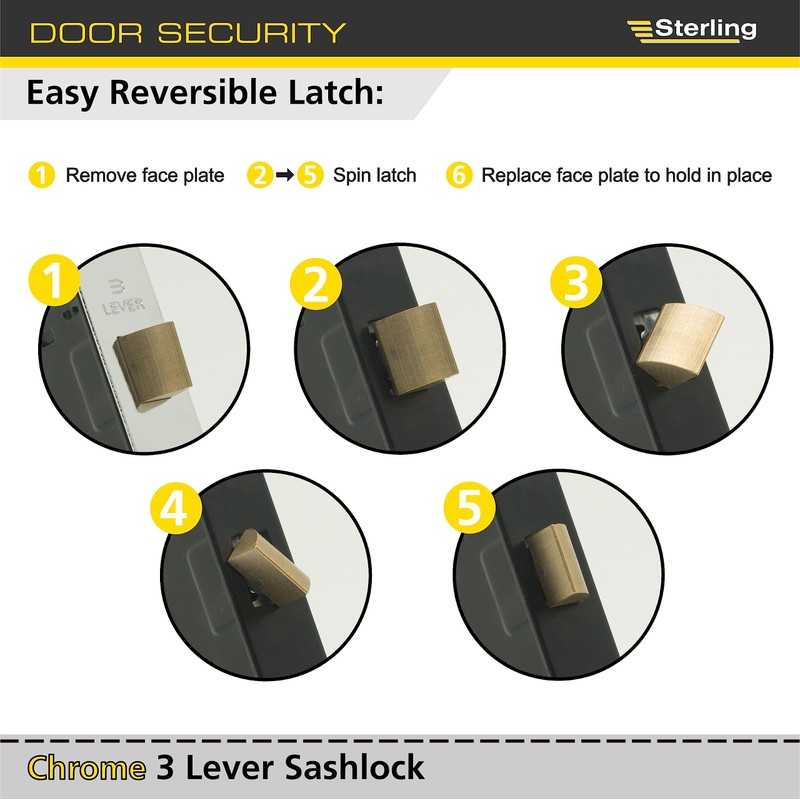Sterling MLS330N 3-inch/76mm 3-Lever Sashlock - Nickel