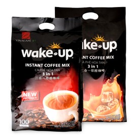 Vinacafe Premium 200 Sticks 3 in 1 Instant Wake-Up Coffee Mix, 200 Coffee Sticks Single Serves 2 Packs