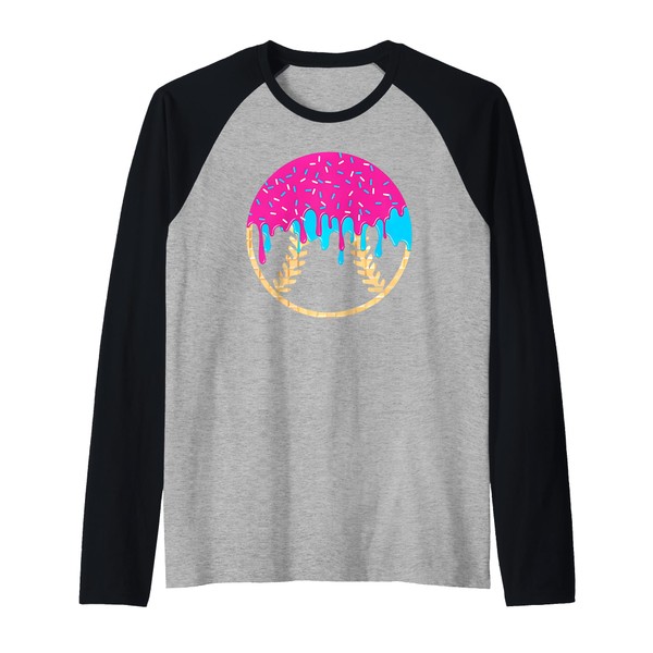 Pink and Blue Drip With Sprinkles Drip Baseball Softball Raglan