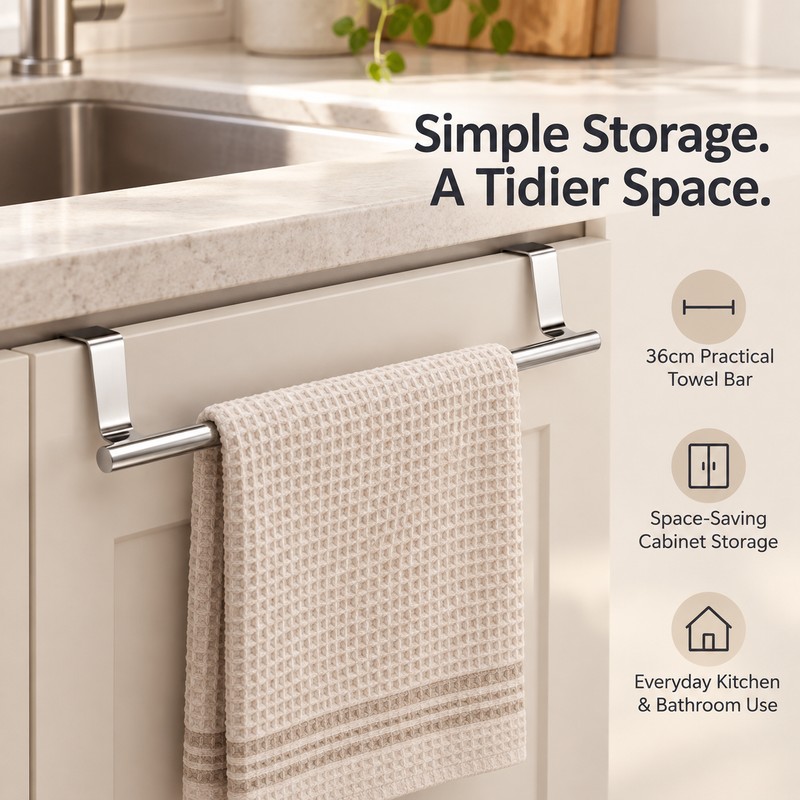 36cm Over Cabinet Door Towel Rack for Kitchen & Bathroom