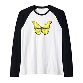 Cute Yellow Butterfly Raglan Baseball Tee