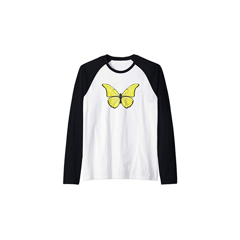 Cute Yellow Butterfly Raglan Baseball Tee