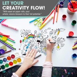 White Art Easel Paper Roll (18 Inch by 175 Feet) – 100% Recyclable Non-Yellowing Arts and Crafts Bond Paper for Paper Tablecloths, Bulletin Board Backing and Wall-Mount Note Stations