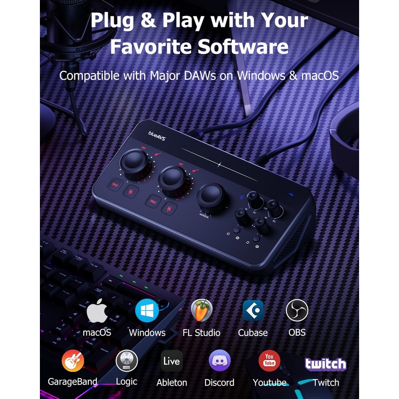 blueAVS (blueCaster TWO) USB Audio Interface – 24Bit/192kHz Studio Recording