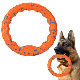 FUSOTO Dog Ring Toy, Tough Dog Toy, Dog Ring Chew Toy for Aggressive Chewers, Indestructible Dog Flying Discs for Throwing Catching, Water Floating Dog Training Ring for Medium Large Breeds, Orange