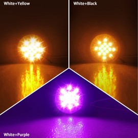 2 luces auxiliares de color ámbar de doble revolución y marcador para 17 luces LED de sandía, lente transparente y bisel de acero inoxidable para Freightliner Kenworth Peterbilt Trailer Heavy Truck