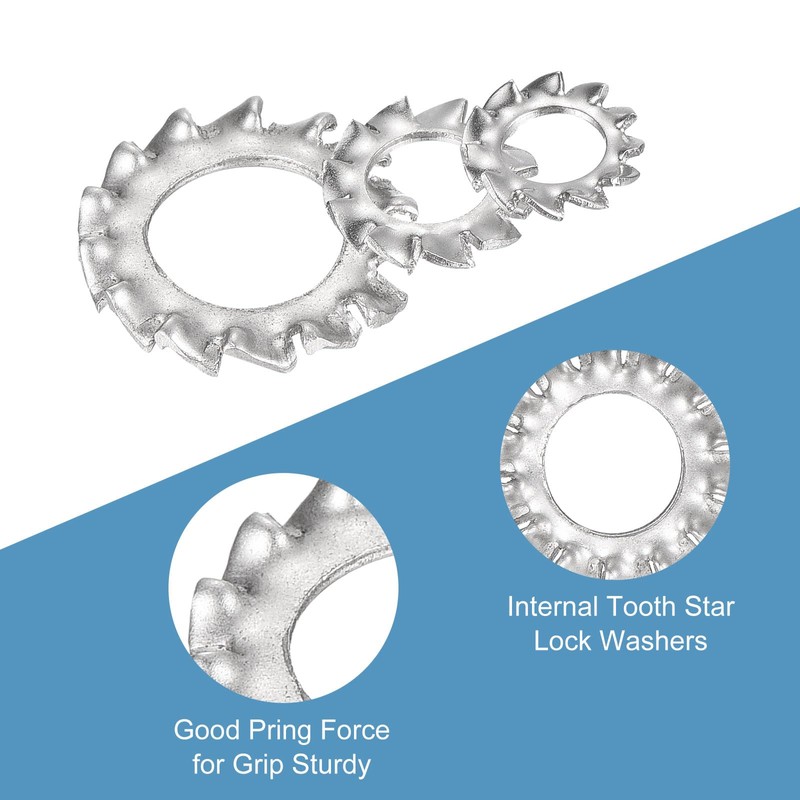 sourcing map 400Pcs External and Internal Tooth Washers Assortment Kit,