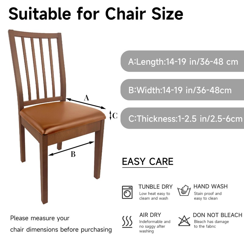 WENZMOC PU Leather Seat Covers for Dining Chairs, 4 Pack