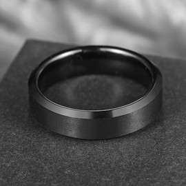 NUNCAD Tungsten Ring 4 mm / 6 mm / 8 mm Brushed Silver / Black / Gold-Plated Sizes M to Z Available, Tungsten