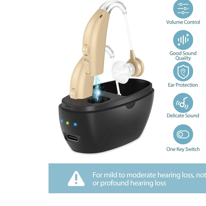 Hearing Aids for Seniors,Rechargeable Hearing Amplifier with Noise Cancelling,Adjustable Volume