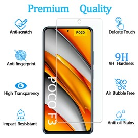 [3 Pack] KELOLIN Tempered Glass Screen Protector for Xiaomi Poco F3 Easy to Install, Anti-Scratch, Anti-Fingerprint, No-Bubble, HD Screen Protector Compatible with Xiaomi Poco F3