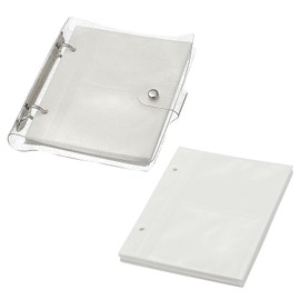 PATIKIL 2.5x3.5" Klares Loose-Leaf Fotoalbum Kunststoff Transparentes Bilderalbum mit 200 Taschen und 50 Ersatznachfüllhüllen für Foto Postkarte, Weiß