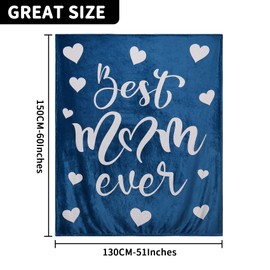 Best Mom Ever Blankets, Soft Throw Blankets from Son Daughter Gift for Mom Birthday,Christmas (Blue)