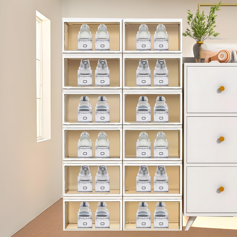 TOOKNIN Adjustable Shoe Slots Organizer,24PACK Transparent Shoe Stackers Shoe Rack