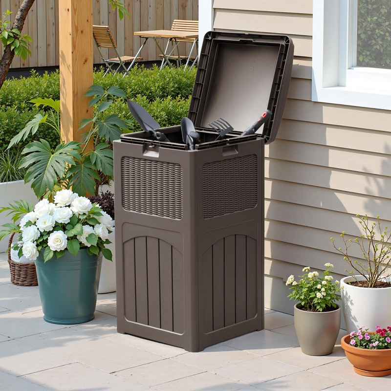 Homall 35 Gallon Outdoor Trash Can, Garbage Can with Lid,