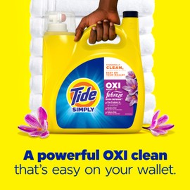 Tide Simply Oxi Boost + Febreze Odor Defense, 162 fl oz, 115 Loads, Tough on Stains and Odors, Febreze Sunny Breeze Scent