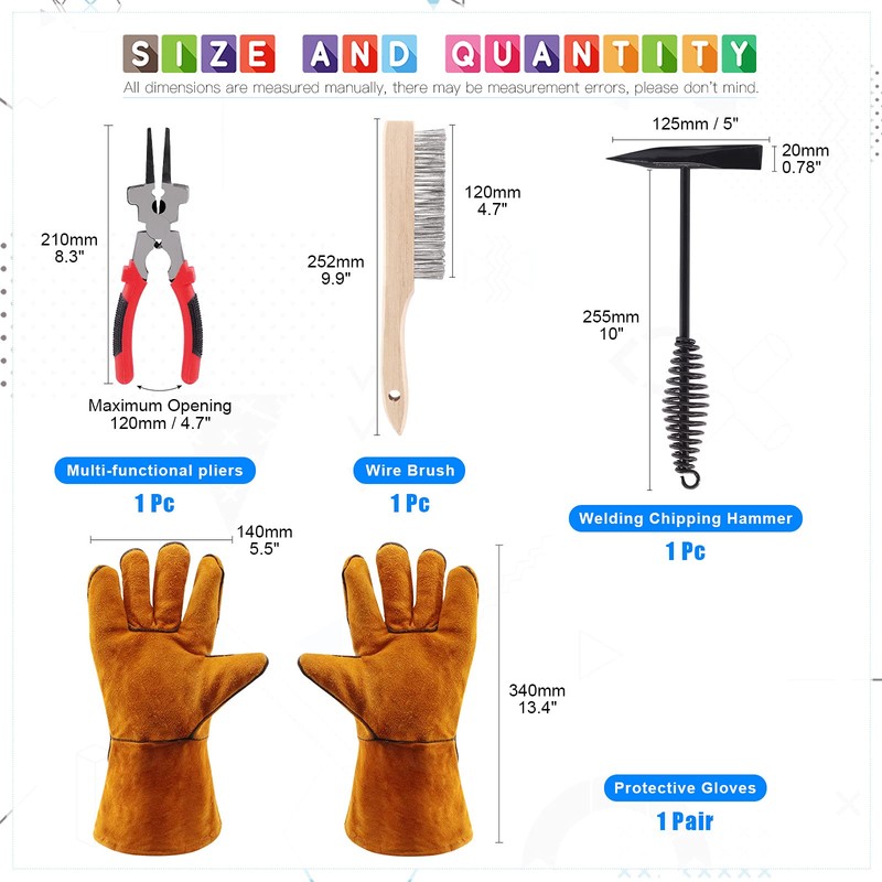 Glarks 5Pcs Welding Slag Removal Tool Set, Include 10'' Welding