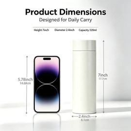 11 oz Mini Water Bottle Stainless Steel Thermoses Small - Insulated Vacuum, Leak Proof, Keeps Drinks Hot/Cold - Ideal for Coffee, Tea, Water - Purple