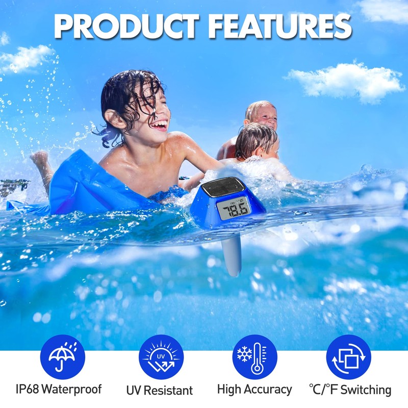 Pircaath 2026 Next-Gen Solar Pool Thermometer Floating Easy Read, Digital
