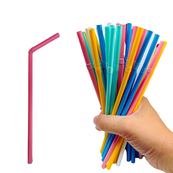 SYLVA - 50 Reusable, Flexible, Eco-Friendly PLA Straws | Multi-Coloured,