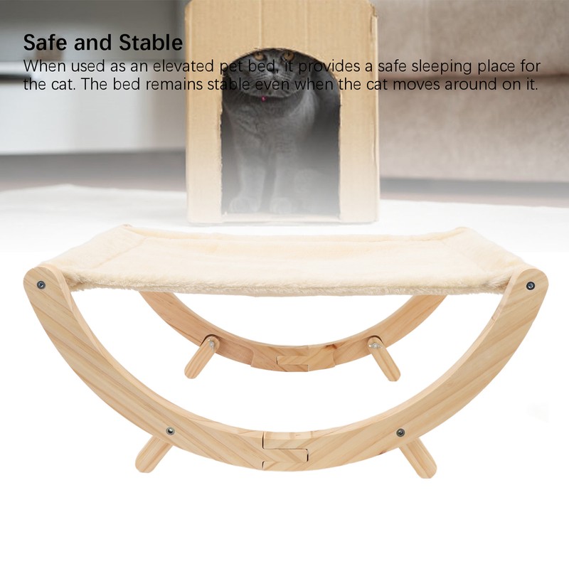 Wooden Cat Hammock Foldable Antislip Easy To Assemble Elevated Pet