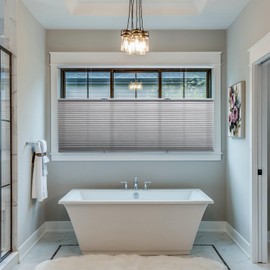 BlindsAvenue Cordless Top Down Bottom Up Cellular Honeycomb Shade, 9/16" Single Cell, Light Filtering, Designer Print Pebble, Size: 46" W x 48" H