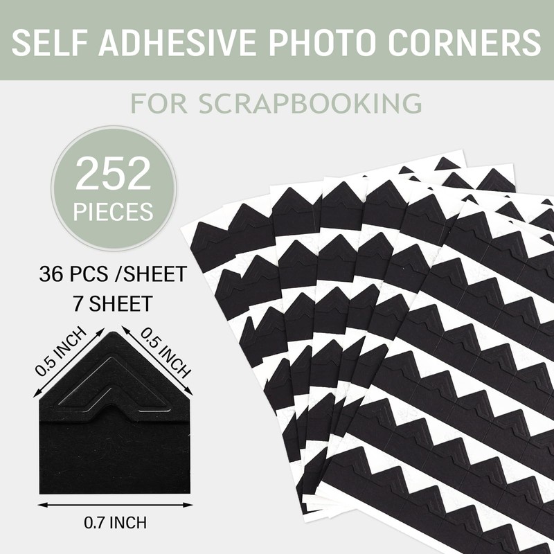 Lineco Self-Adhesive Photo Corners, Archival Quality Acid-Free Pressure Sensitive, 0.5