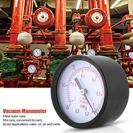 Oumefar 0-30inHg Vacuum Pressure Gauge 0-1bar 50 mm Mini Dial Air Vacuum Pressure Gauge 1/4 Inch BSPT Thread Pressure Gauge 1/4 Inch BSPT Back Assembly
