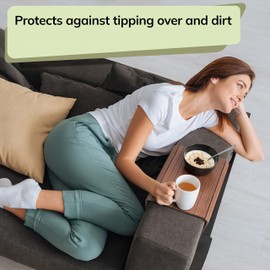 BAM BOO BOX - Sofa Arm tray, Bamboo Sofa tray, Wooden Armchair tray, Foldable Couch tray, Sofa table tray, Flexible Couch arm table, Side Armrest Brown Colour