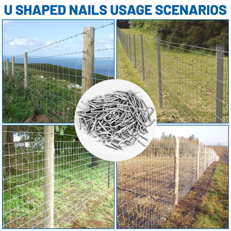 MOXYOY 120 Pcs U Nails for Fencing, U Shaped Nails