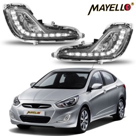 mayello LED Fog Lights +DRL For 2012-17 Hyundai Accent Sedan/Hatchbac