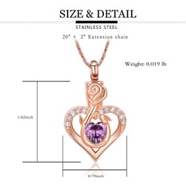 Yinplsmemory Infinity Heart Urn Ashes Necklace for Women Girl Cremation Jewelry Memorial Rose Flower Crystal Heart Urn Locket Ashes Keepsake Necklace