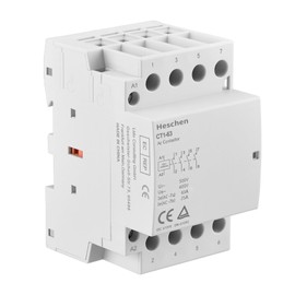 Heschen Household AC Contactor, CT1-63, Ie 63A, 4 Pole, Four Normally Open, AC 12V Coil Voltage, 35mm DIN Rail Mount