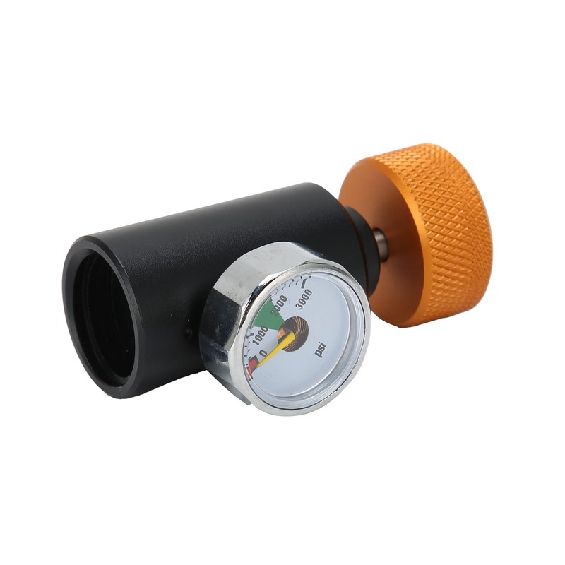CO2 Refill Adapter Connector Valve ASA with 3000psi Pressure Gauge