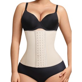 Lover-Beauty Waist Trainer for Women Latex Corsets Waist Cincher Workout Girdle Hourglass Body Shaper (3X-Large, Beige)