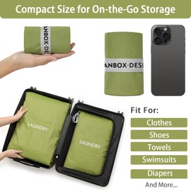 Asnews Laundry Bag, 2 Pack Waterproof Travel Laundry Bags with Zip, 2 Sizes Fabric Bag, Foldable Dirty Laundry Bag, Laundry Storage Bag, Home Travel Holiday