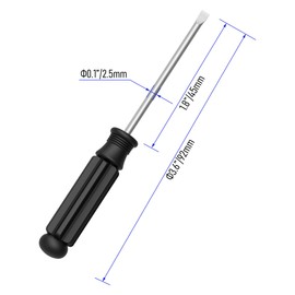 FOCMKEAS 5PCS Mini Slotted Screwdriver, 2.5mm Flat Head for Watch Eyeglasses Electronics Toy Repair, Non-magnetic, 3.62"(92mm) Total Length (Black Handle)