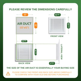 GREEN VENT - Air Vent Covers 12x12, Decorative Air Return Vent Covers for Home, Air Register Vent Covers for Home Ceiling&Wall, AC Vent Covers White Ideal for Air Supply Vents, Return Air Grilles
