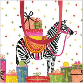 Caspari Festive Safari Animals Small Square Gift Bag, 1 Count