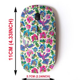 mouse inalámbrico de 2,4 G con bonito diseño de patrón para todos los portátiles y computadoras de computadora con nano receptor, decorativo floral ucraniano