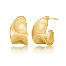 TPZORJX Earrings Silver 925 Hoop Earrings 14K Gold-Plated Earrings Hanging Hypoallergenic Open Hoop Earrings Gold Drop Earrings Chunky Statement Earrings Silver Earrings for Women Gold Jewellery Gifts