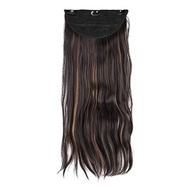 Stasia Street 24-Inch Crimped Clip-In Korean Synthetic Breatheable Hair Extensions for Women Natural Look Instant Volume & Length – Copper Highlights