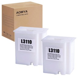 Aomya 2pcs L3110 Maintenance Box L3110 Waste Ink Tank Replacement for EcoTank ET-2720 ET-2803 ET-2800 ET-4700 ET-2710 ET-2715 ET-2721 ET-2726 L3110 L3210 L3150 L3250 Printers,2 Pack Set