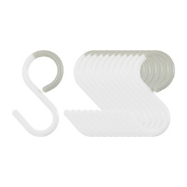 QUARKZMAN Pack of 12 S Hooks 2.4 Inch Plastic Hanging S-shaped Hooks Small S Hooks Clothes Rail Hooks for Hanging Kitchen Utensils, Cups, Plants, Jewellery, White