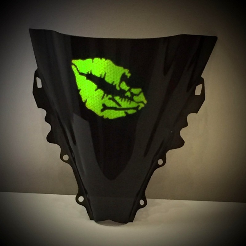 customTAYLOR33 High Intensity Reflective Vinyl Death Kiss Skull Crossbones Lips