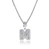 MiniJewelry M Letter Initial Silver Crystal Clear CZ Necklace Name