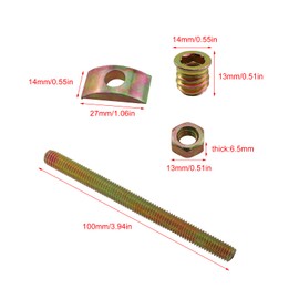 Guifeng 6PCS Fastening Furniture 4 in 1 Connectors M8x100mm Panel Furniture Accessories Wardrobe Table Bed Assembly Bolts Nuts Threaded Crescent Shaped Spacers for Connecting Wooden Furniture