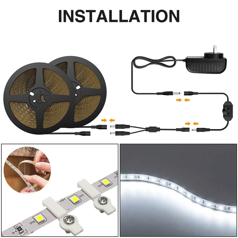 Onforu LED Strip Lighting Bright White, 65.6ft 6000K Dimmable Daylight