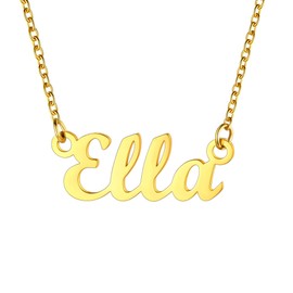 U7 Women's Name Necklace Stainless Steel / 18 Carat Gold-Plated General Name Pendant Necklace 45 + 5 cm Clavicle Chain Name Necklace for Women Girls, Stainless Steel, No Gemstone